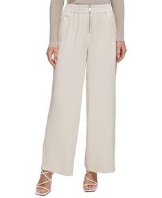 Женские широкие брюки с молнией спереди и складками на талии DKNY, тан/бежевый