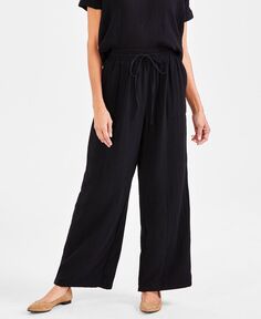 Женские широкие брюки из хлопкового газа Style &amp; Co, черный