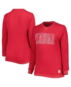 Женская темно-красная футболка трехцветной вязки с длинными рукавами Oklahoma Early Surf Southlawn вафельной вязки Pressbox, красный
