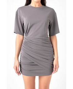 Женское мини-платье асимметричного кроя со сборками Grey Lab, цвет Charcoal