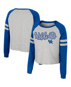 Женская укороченная футболка цвета реглан с длинными рукавами Kentucky Wildcats I&apos;m Gliding Here Colosseum, серый