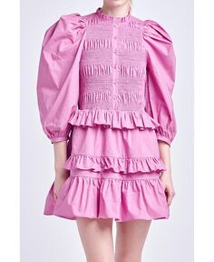 Женское мини-платье со сборками English Factory, фиолетовый