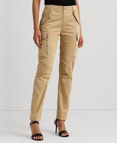 Женские брюки-карго из хлопкового сатина Lauren Ralph Lauren, тан/бежевый