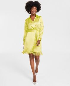Женское платье с искусственным запахом и бахромой I.N.C. International Concepts, зеленый