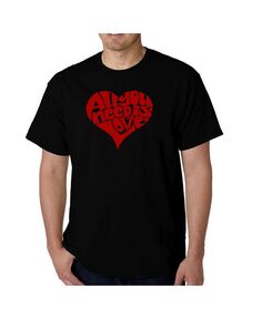 Мужская футболка с надписью All You Need Is Love Word Art LA Pop Art, черный