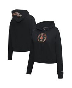 Женский укороченный пуловер с капюшоном Boston Celtics 2023/24 City Edition черного цвета Pro Standard, черный
