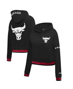 Женский укороченный пуловер с капюшоном Chicago Bulls 2023/24 City Edition черного цвета Pro Standard, черный