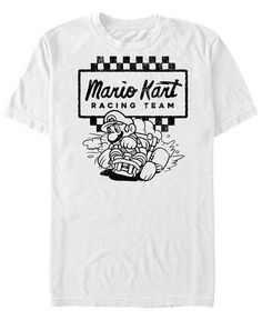Мужская футболка Nintendo Mario Kart Racing Team в клетку в стиле ретро с короткими рукавами Fifth Sun, белый