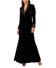 Женское бархатное платье-смокинг с закрученным передом Adrianna Papell, черный