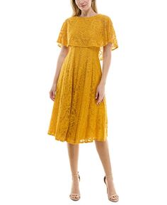 Женское платье-накидка из цветочного кружева Maison Tara, желтый