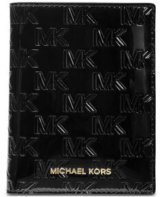 Кошелек для паспорта среднего размера с тиснением логотипа Michael Kors, черный