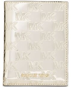 Кошелек для паспорта среднего размера с тиснением логотипа Michael Kors, золото