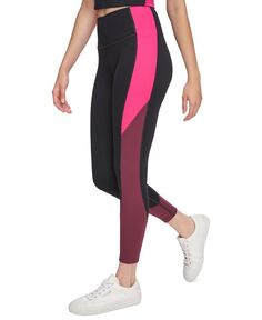 Женские леггинсы 7/8 с завышенной талией и цветными блоками Calvin Klein, цвет Black/garnet/electric Pink