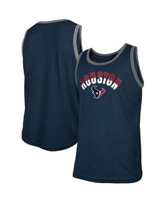 Мужская темно-синяя майка с принтом Houston Texans Ringer Tri-Blend New Era, цвет Heathered Navy