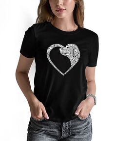 Женская футболка с короткими рукавами и надписью Dog Heart Word Art LA Pop Art, черный