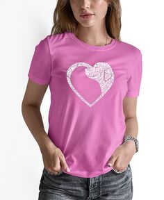 Женская футболка с короткими рукавами и надписью Dog Heart Word Art LA Pop Art, розовый