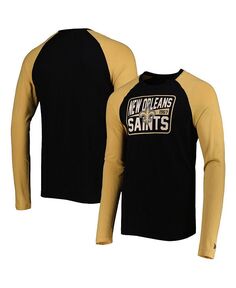Мужская черная футболка New Orleans Saints Current реглан с длинным рукавом New Era, черный