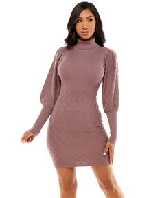 Женское стеганое платье-свитер с пышными рукавами Bebe, фиолетовый
