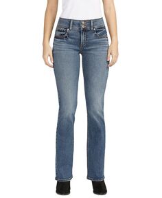 Женские зауженные джинсы Suki со средней посадкой и пышным кроем Silver Jeans Co., синий