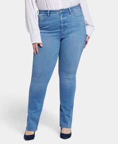 Узкие джинсы размера плюс с высокой посадкой Billie Bootcut NYDJ, синий