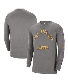 Мужская темно-серая футболка Los Angeles Lakers 2023/24 City Edition Max90 Expressive с длинным рукавом Nike, серый