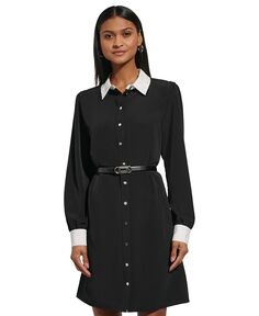 Женское платье-рубашка с контрастным воротником KARL LAGERFELD PARIS, черный