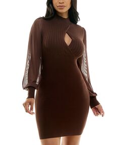 Облегающее платье-свитер с шифоновыми рукавами для юниоров Almost Famous, коричневый