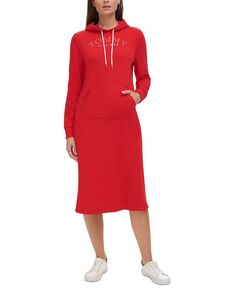 Женское платье-худи миди с украшением Tommy Hilfiger, красный