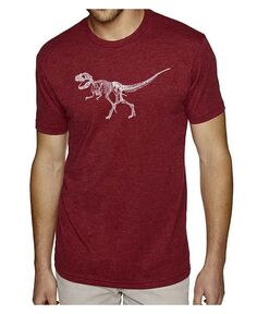 Мужская футболка премиум-класса с рисунком Word Art — скелет динозавра T-Rex LA Pop Art, красный
