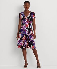 Женское платье из эластичного джерси с цветочным принтом Lauren Ralph Lauren, черный