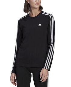 Женский топ Essentials с тремя полосками и длинными рукавами adidas, черный