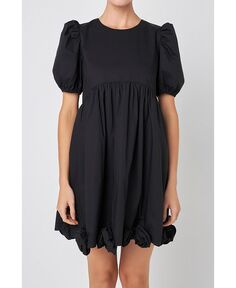 Женское мини-платье из поплина с корсажем English Factory, черный