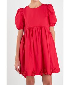 Женское мини-платье из поплина с корсажем English Factory, красный