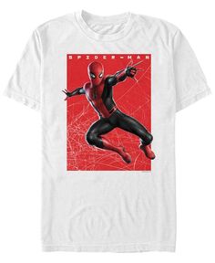 Мужской постер с изображением Человека-паука вдали от дома, раскачивающийся в паутине паук, футболка с коротким рукавом Marvel Fifth Sun, белый