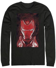 Мужской постер Marvel «Мстители: Финал», красный железный человек, футболка с длинными рукавами Fifth Sun, черный
