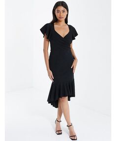 Женское платье из крепа с аквалангом с высоким и низким вырезом QUIZ, черный