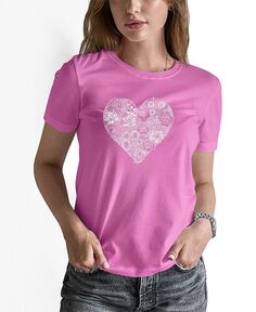 Женская футболка с короткими рукавами и надписью Word Art Heart Flowers LA Pop Art, розовый