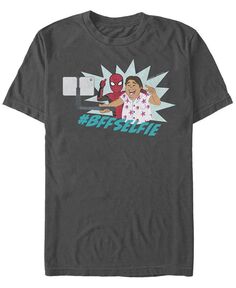 Мужская футболка с коротким рукавом «Человек-паук вдали от дома, лучший селфи» Marvel Fifth Sun, серый