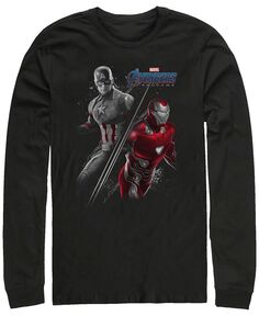 Мужская футболка с длинным рукавом Marvel Avengers Endgame Iron Man Captain America Split Fifth Sun, черный