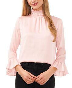 Женский топ с присборенным вырезом и рукавами с рюшами CeCe, розовый