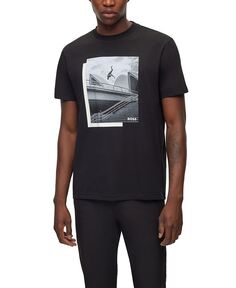 Мужская футболка с фотопринтом Hugo Boss, черный