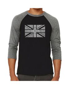Мужская футболка реглан с надписью Union Jack LA Pop Art, серый