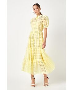 Женское многоярусное платье макси из органзы в сетку English Factory, мультиколор