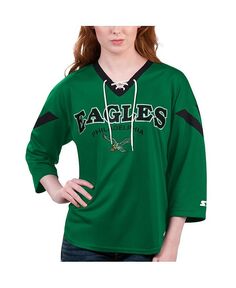 Зеленая женская футболка Philadelphia Eagles Rally со шнуровкой и рукавами 3/4 Starter, зеленый