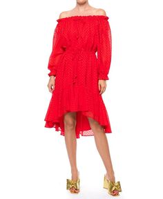 Женское платье миди Keiko Meghan Los Angeles, красный