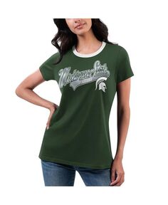 Зеленая женская футболка Michigan State Spartans Recruit Ringer G-III 4Her by Carl Banks, зеленый