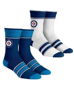 Мужские и женские носки Winnipeg Jets Multi-Stripe, комплект из 2 носков Team Crew Rock &apos;Em, белый