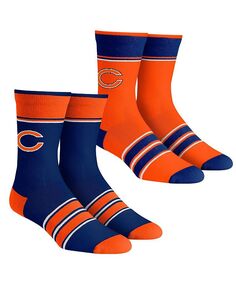 Мужские и женские носки Chicago Bears в несколько полосок, комплект из 2 носков Team Crew Rock &apos;Em, мультиколор