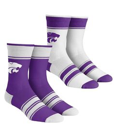 Мужские и женские носки Kansas State Wildcats, комплект из 2 носков Team Crew в несколько полосок Rock &apos;Em, фиолетовый
