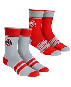 Мужские и женские носки Ohio State Buckeyes, комплект из 2 носков Team Crew с несколькими полосками Rock &apos;Em, мультиколор